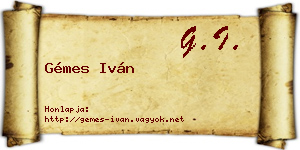 Gémes Iván névjegykártya